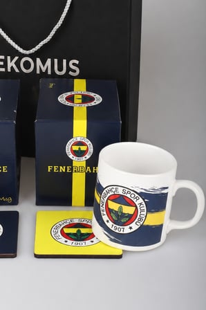 x Dekomus Özel Kutulu Lisanslı Fenerbahçe 2 Adet Kupa ve Kupa Altlığı Seti