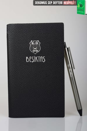 x Dekomus Lisanslı Beşiktaş A6 Suni Deri Bloknot & Tükenmez Kalem
