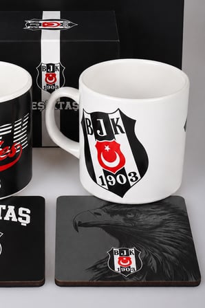 x Dekomus Özel Kutulu Lisanslı Beşiktaş 2 Adet Kupa ve Kupa Altlığı Seti