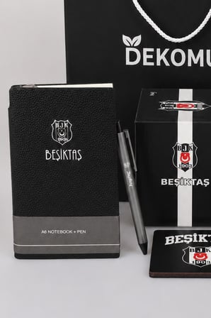 x Dekomus Özel Kutulu Lisanslı Beşiktaş A6 Suni Deri Bloknot&Tükenmez Kalem,Kupa,Kupa Altlığı Seti