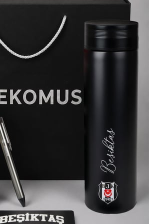 x Dekomus Özel Kutulu Lisanslı Beşiktaş 500 ML Çelik Matara,A6 Suni Deri Bloknot&Tükenmez Kalem,Kupa Altlığı Seti