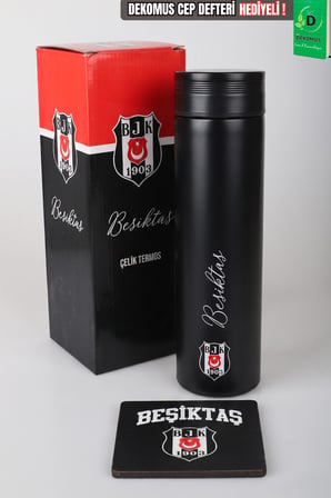x Dekomus Lisanslı Beşiktaş 500 ML Çelik Matara ve Kupa Altlığı Seti