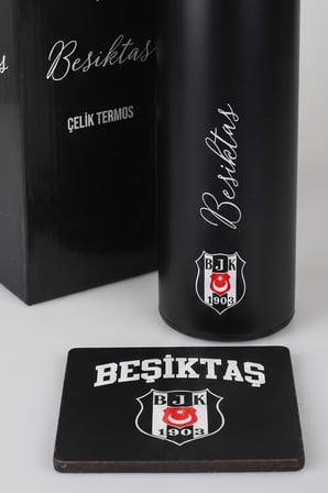 x Dekomus Lisanslı Beşiktaş 500 ML Çelik Matara ve Kupa Altlığı Seti