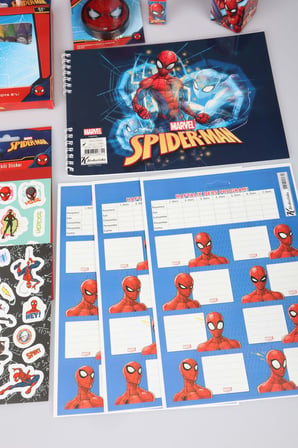x Dekomus Lisanslı Spiderman 32 Parça Kırtasiye Seti Matara,Beslenme Kabı,Saplı Çanta,Kalem Çantası ve Kırtasiye Seti