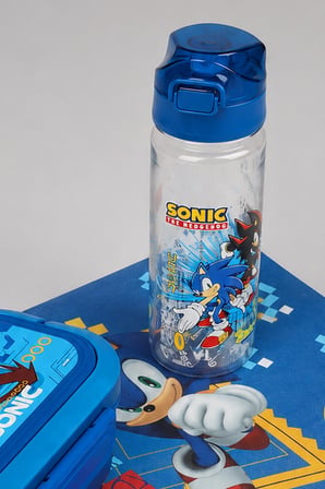 x Dekomus Lisanslı Sonic 3 Bölmeli Beslenme Kabı / Lunch Box,Matara ve Beslenme Örtüsü Seti