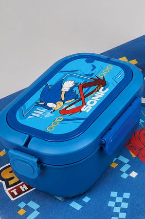x Dekomus Lisanslı Sonic 3 Bölmeli Beslenme Kabı / Lunch Box,Matara ve Beslenme Örtüsü Seti
