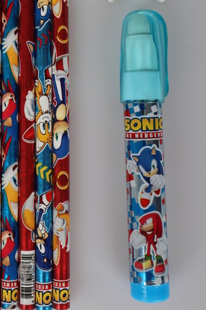 x Dekomus Lisanslı Sonic 6 Adet Kurşun Kalem,Roket Silgi ve Silgi Seti