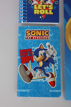 x Dekomus Lisanslı Sonic Çizgisiz Mini Bloknot,Uçlu Kalem,Silgi,Uç ve Cep Defteri Seti