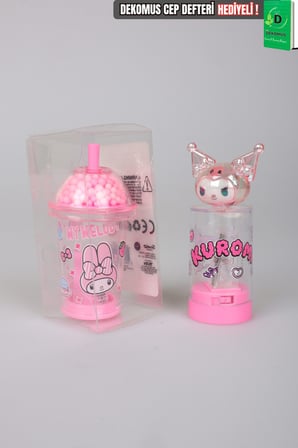 x Dekomus Lisanslı My Melody & Kuromi My Mug Boncuklu ve 3D Figürlü Tek Bıçaklı Kalemtraş Seti