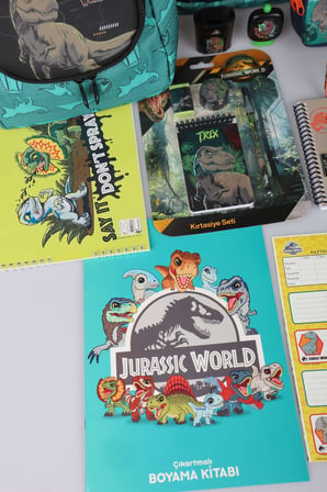  x Dekomus "T-Rex Force Collection" Jurassıc World Lisanslı Okul,Beslenme ve Kalem Çantası Kırtasiye Seti
