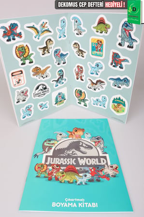 x Dekomus Lisanslı Jurassic World Çıkartmalı Boyama Kitabı