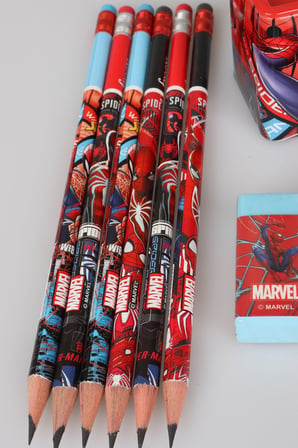 x Dekomus Lisanslı Spiderman Kırtasiye Seti 6 adet Kurşun Kalem,2 adet Silgi ve Kalemtraş