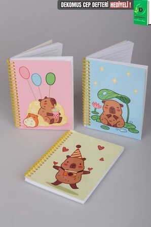 Capybara A6 Bloknot Tek Adet "Dekomus Cep Defteri Hediyeli"