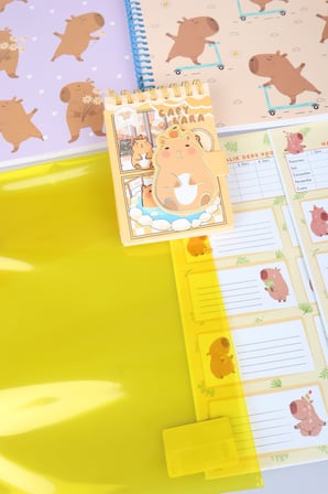 Capybara 20 Parça Kırtasiye Seti A4 Defter,Kalem Çantası A7 Not Defteri, Silgi, Kalemtraş,0.7 Mm Uçlu Kalem