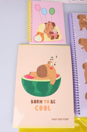 Capybara 20 Parça Kırtasiye Seti A4 Defter,Kalem Çantası A7 Not Defteri, Silgi, Kalemtraş,0.7 Mm Uçlu Kalem