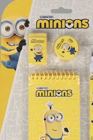 x Dekomus , Lisanslı Minions 4'lü Kırtasiye Seti Not Defteri,Kalem,Silgi ve Kalemtraş