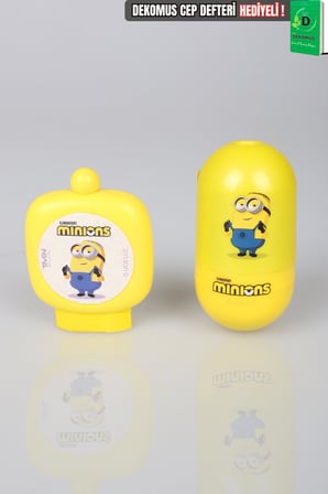 x Dekomus , Lisanslı Minions  Roly-Polly Silgili Kalemtraş ve Rotating Silgi Seti