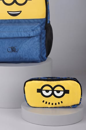 x Dekomus ,  Lisanslı Minions Banana Mood Collection Büyük Boy Okul Çantası ve Kalem Çantası Seti