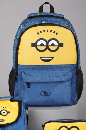 x Dekomus ,  Lisanslı Minions Banana Mood Collection Büyük Boy Okul,Termoslu Beslenme ve Kalem Çantası Seti