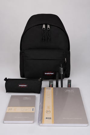 x Dekomus , Orjinal Eastpak & Faber Castell Kırtasiye Seti Padded Pak'r 40 Cm Büyük Boy Okul ve Kalem Çantası,A4 Defter