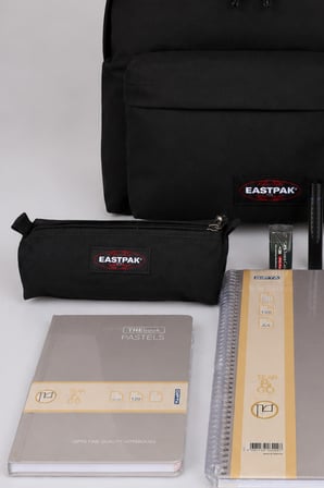 x Dekomus , Orjinal Eastpak & Faber Castell Kırtasiye Seti Padded Pak'r 40 Cm Büyük Boy Okul ve Kalem Çantası,A4 Defter