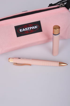 x Dekomus , Orjinal Eastpak & Faber Castell Kırtasiye Seti Benchmark Pink Kalem Çantası,0.7 Mm Uçlu Kalem ve 120'li Uç