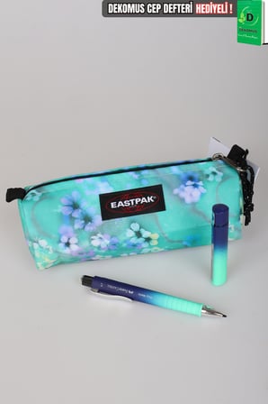 x Dekomus , Orjinal Eastpak & Faber Castell Kırtasiye Seti Benchmark Blue Kalem Çantası,0.7 Mm Uçlu Kalem ve 120'li Uç