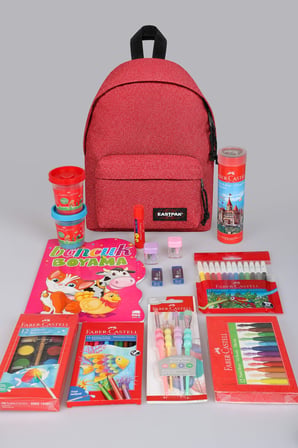 x Dekomus , Orjinal Eastpak & Faber Castell Orbit 33 Cm XS Mini Okul Çantası ve Hobi Kırtasiye Seti