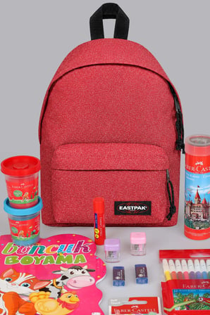 x Dekomus , Orjinal Eastpak & Faber Castell Orbit 33 Cm XS Mini Okul Çantası ve Hobi Kırtasiye Seti