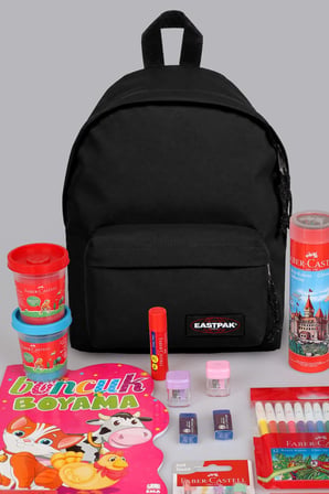 x Dekomus , Orjinal Eastpak & Faber Castell Orbit 33 Cm XS Mini Okul Çantası ve Hobi Kırtasiye Seti