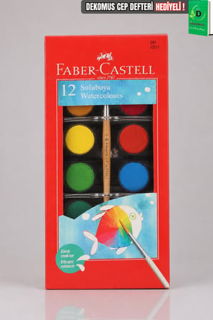 x Dekomus , Orjinal Faber-Castell 12 Renk Sulu Boya