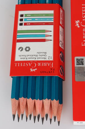 x Dekomus , Orjinal Faber-Castell 12'li Köşeli Mercanlı Kurşun Kalem ve 12'li Kırmızı Kalem Seti