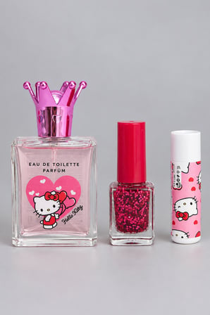 Hello Kitty Lisanslı Beauty Hediye Seti Parfüm,Dudak Balmı ve Oje Dekomus Cep Defteri Hediyeli