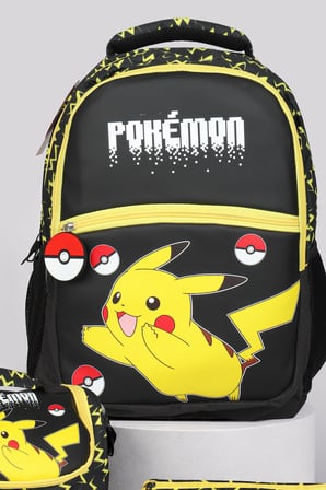 Lisanslı Pokemon Electric Shadow Collection Büyük Boy Okul Çantası,Termoslu Beslenme ve Kalem Çantası
