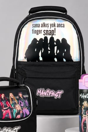 x Dekomus Lisanslı Manifest Finger Snap & Amatör Collection Okul,Termoslu Beslenme ve Kalem Çantası,600 ML Çelik Matara Seti
