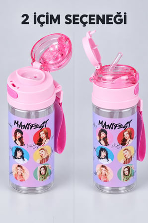 x Dekomus Lisanslı Manifest Toz Pembe Collection Çift Fonksiyonlu 500 ML Tritan Matara