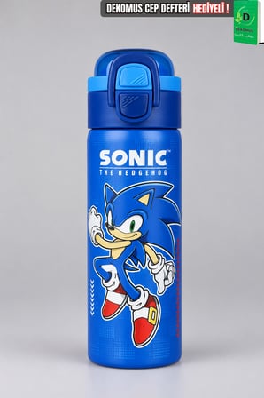 x Dekomus Lisanslı Sonic Blue Speed Collection 600 ML Çift Fonksiyon Kapaklı Çelik Matara