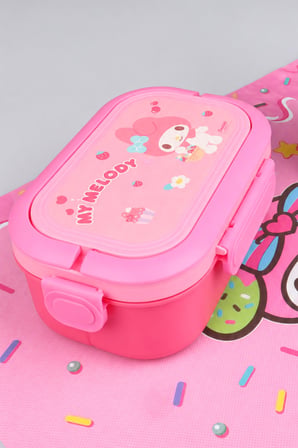 x Dekomus Lisanslı My Melody 600 ML Çelik Matara,3 Bölmeli Beslenme Kabı,Beslenme Örtüsü Seti
