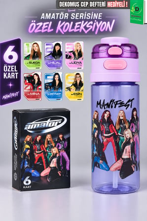 Lisanslı Manifest Amatör Collection 500 ML Tritan Matara ve 6'Lı Amatör Koleksiyon Kart Seti Dekomus Cep Defteri Hediyeli