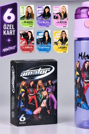 Lisanslı Manifest Amatör Collection 500 ML Tritan Matara ve 6'Lı Amatör Koleksiyon Kart Seti Dekomus Cep Defteri Hediyeli