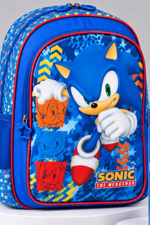 x Dekomus Lisanslı Sonic Büyük Boy Okul Çantası ve 600 ML Çift Fonksiyon Kapaklı Çelik Matara Seti