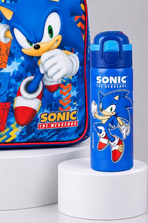 x Dekomus Lisanslı Sonic Büyük Boy Okul Çantası ve 600 ML Çift Fonksiyon Kapaklı Çelik Matara Seti