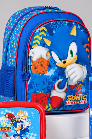x Dekomus Lisanslı Sonic Büyük Boy Okul Çantası,Beslenme Kabı ve 600 ML Çift Fonksiyon Kapaklı Çelik Matara Seti