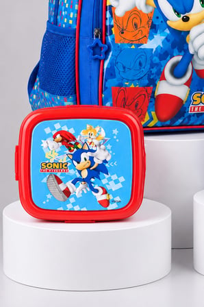 x Dekomus Lisanslı Sonic Büyük Boy Okul Çantası,Beslenme Kabı ve 600 ML Çift Fonksiyon Kapaklı Çelik Matara Seti