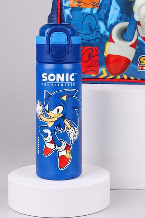 x Dekomus Lisanslı Sonic Küçük Boy Anaokul Çantası ve 600 ML Çift Fonksiyon Kapaklı Çelik Matara Seti