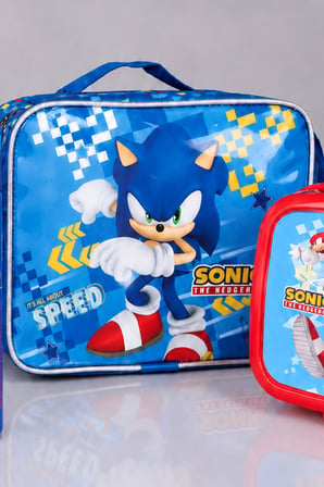 Dekomus,Lisanslı Sonic Beslenme Çantası,Beslenme Kabı ve 500 ML Çelik Matara Seti