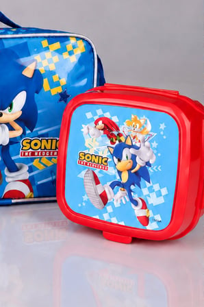 Dekomus,Lisanslı Sonic Beslenme Çantası,Beslenme Kabı ve 500 ML Çelik Matara Seti