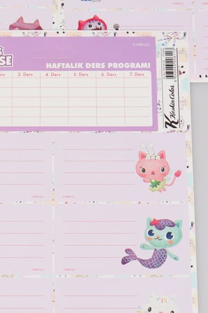 Lisanslı Gabby’s Dollhouse 24'lü Okul Etiketi Dekomus Cep Defteri Hediyeli