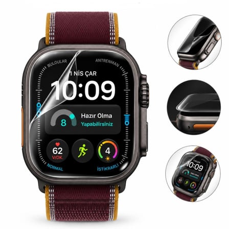 Apple Watch Ultra 4 49mm İle Uyumlu Ekran Koruyucu TPU A3579 Şeffaf Çizilmeye Dayanıklı Esnek Yapı 2 Adet