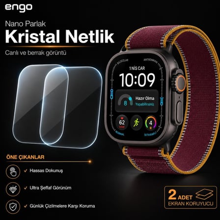 Apple Watch Ultra 4 49mm İle Uyumlu Ekran Koruyucu A3579 Nano Parlak 9H Esnek Cam Çizilmeye Dayanıklı